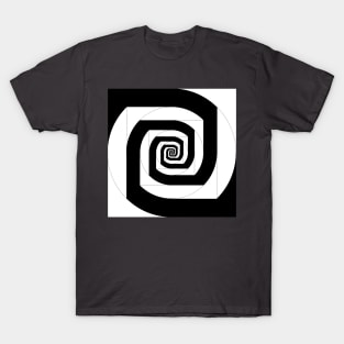 geometry black and white spiral T-Shirt